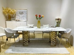 Стол CHIAVARI 220 KL-188 Контрастный мрамор матовый, итальянская керамика / Шампань, ®DISAUR в Ялуторовске - yalutorovsk.ok-mebel.com | фото 2