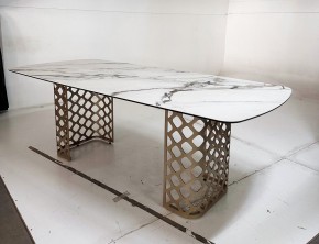 Стол CHIAVARI 220 KL-188 Контрастный мрамор матовый, итальянская керамика / Шампань, ®DISAUR в Ялуторовске - yalutorovsk.ok-mebel.com | фото 6