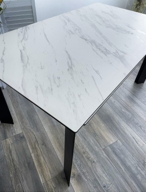 Стол CREMONA 180 KL-99 Белый мрамор матовый, итальянская керамика / черный каркас, ®DISAUR в Ялуторовске - yalutorovsk.ok-mebel.com | фото 2