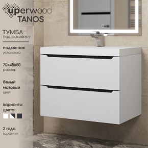 Тумба под раковину Uperwood Tanos 70 см, подвесная, белая/графит в Ялуторовске - yalutorovsk.ok-mebel.com | фото 3
