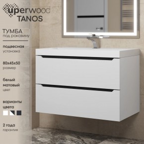 Тумба под раковину Uperwood Tanos 80 см, подвесная, белая/графит в Ялуторовске - yalutorovsk.ok-mebel.com | фото 3