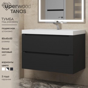 Тумба под раковину Uperwood Tanos 80 см, подвесная, черная матовая в Ялуторовске - yalutorovsk.ok-mebel.com | фото 3