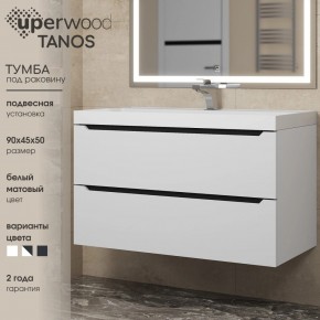 Тумба под раковину Uperwood Tanos 90 см, подвесная, белая/графит в Ялуторовске - yalutorovsk.ok-mebel.com | фото 3
